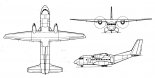 Airtech CASA / IPTN CN-235, rysunek w trzech rzutach. (Źródło: Skrzydlata Polska nr 41/1990).