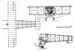 Samolot Cywińskiego i Zbierańskiego, rysunek w rzutach. (Źródło: Glass Andrzej ”Polskie konstrukcje lotnicze 1893-1939”).