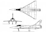 Dassault "Mirage 2000" , rysunek w trzech rzutach. (Źródło: Skrzydlata Polska nr 27/1978).