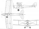 De Havilland DH-82 ”Tiger Moth”, rysunek w rzutach. (Źródło: archiwum).