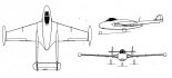 De Havilland DH-112 ”Venom” FB.1, rysunek w trzech rzutach. (Źródło: Skrzydlata Polska nr 40/1990).