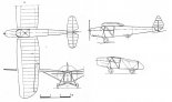 DKD-X ”Aeromobil”, rysunek w rzutach. (Źródło: Glass Andrzej ”Polskie konstrukcje lotnicze 1893-1939”).